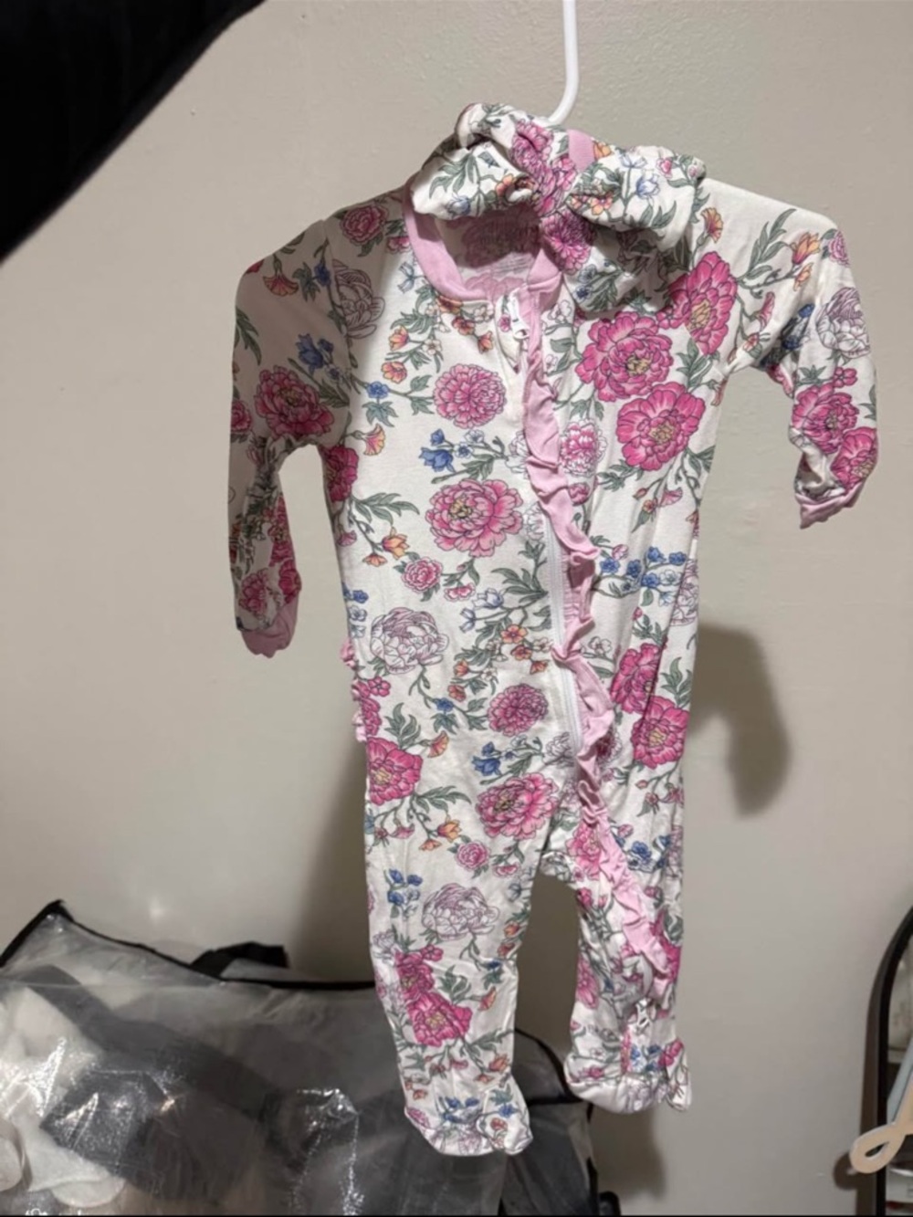 Floral Ruffle-Trim Pajama Set - Pink Floral